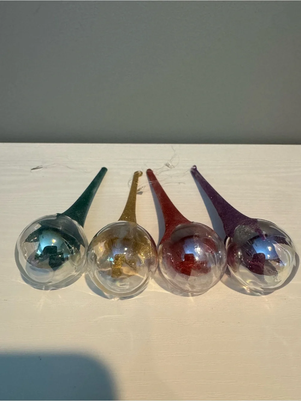 Department 56 Teardrop Ornaments in Green, Purple, Red, Gold